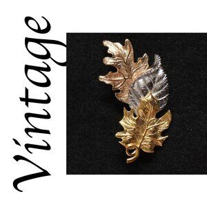 Vintage Avon "Leaves of Autumn" tri-color brooch / pin